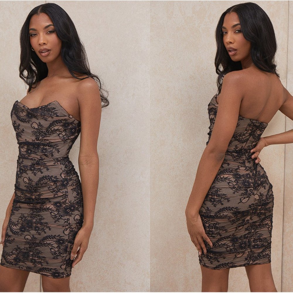 House of CB ‘Amaya’ Black Lace Corset Dress - Picture 7 of 11